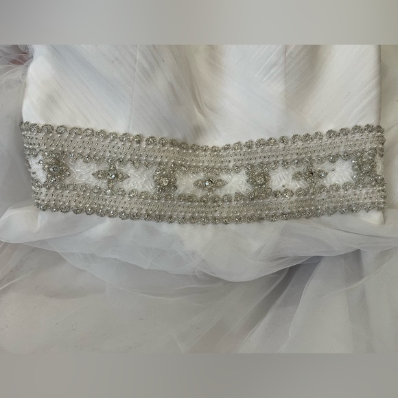 Oleg Cassini Strapless Wedding Dress with Beading A-line - Picture 6 of 14